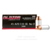 Blazer 45 ACP Ammo - 50 Rounds of 230 Grain TMJ Ammunition