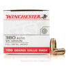 Winchester 380 ACP Ammo - 500  Rounds of 95 Grain FMJ Ammunition