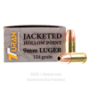 Turan 9mm Ammo - 1000 Rounds of 124 Grain JHP Ammunition