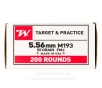 Winchester USA 5.56x45 Ammo - 200 Rounds of 55 Grain FMJ M193...