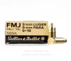 Sellier and Bellot 9mm Ammo - 50 Rounds of 115 Grain FMJ Ammunition