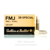 Sellier and Bellot 38 Special Ammo - 50 Rounds of 158 Grain FMJ...
