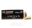 Blazer Brass 40 Cal Ammo - 1000 Rounds of 165 Grain FMJ Ammunition