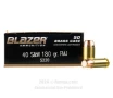 Blazer  40 cal Ammo - 50 Rounds of 180 Grain FMJ Ammunition