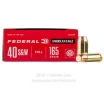 Federal 40 cal Ammo - 50 Rounds of 165 Grain FMJ Ammunition