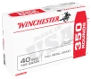 Winchester USA .40 S&amp;W 165 Grain FMJ Centerfire Handgun Ammo Bulk Pack