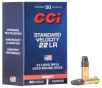 CCI Standard Velocity .22 LR 40 Grain Lead Round Nose Rimfire Ammo - 50 Rounds
