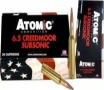 ATOMIC 00482 6.5 CREEDMOOR 129 gr HPBT SUBSONIC Rifle Ammunition 20rd Box