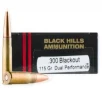 Black Hills Ammunition 300 Blackout Whisper 115 GR Solid Copper Dual Performance Hollow Point Rifle Ammunition 20 Rd Box