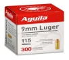 Aguila Target &amp; Range 9mm 115 Gr Full Metal Jacket (FMJ) 300rds CASE