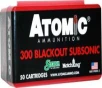 Atomic 00465 Rifle Subsonic 300 Blackout 220 gr Hollow Point Boat Tail 50 Bx/ 10 Cs