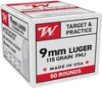 Winchester 9MM, 115gr, FMJ - 50 Rounds [MPN: W9MM50]