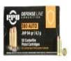 PPU Defense Brass .380 Ammo 94-Grain 50-Rounds JHP 