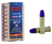 CCI Ammunition Clean-22 Hyper Velocity Brass .22 LR 31 Grain 50-Rounds LN Purple 