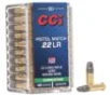 CCI Pistol Match Rimfire Ammunition .22 LR 40 gr LRN 1070 fps 50/ct