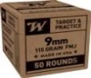 Winchester Service Grade Handgun Ammunition 9mm Luger 115gr FMJ 1300fps 50/ct