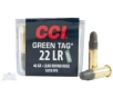 CCI .22 Long Rifle 40gr LRN Green Tag Ammunition 100rds - 0033