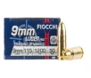 Fiocchi 9mm Luger 115gr Full Metal Jacket Ammo - Box of 50