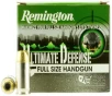 Remington Ultimate Defense Full Size Handgun 45 ACP +P Ammunition 185 Grain Nickel Plated Centerfire 20 Rounds BJHP HD45APC