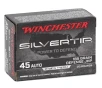 Winchester Silvertip 45 ACP AUTO Ammunition 185 Grain Silvertip Hollow Point - W45AST